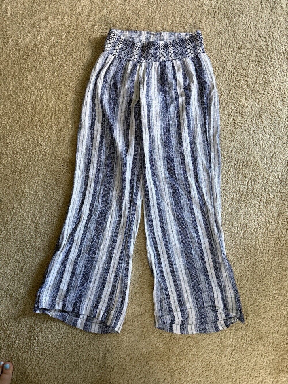 Indigo Rein Women's Linen Blend Pants Medium Boho Nautical Wide Leg